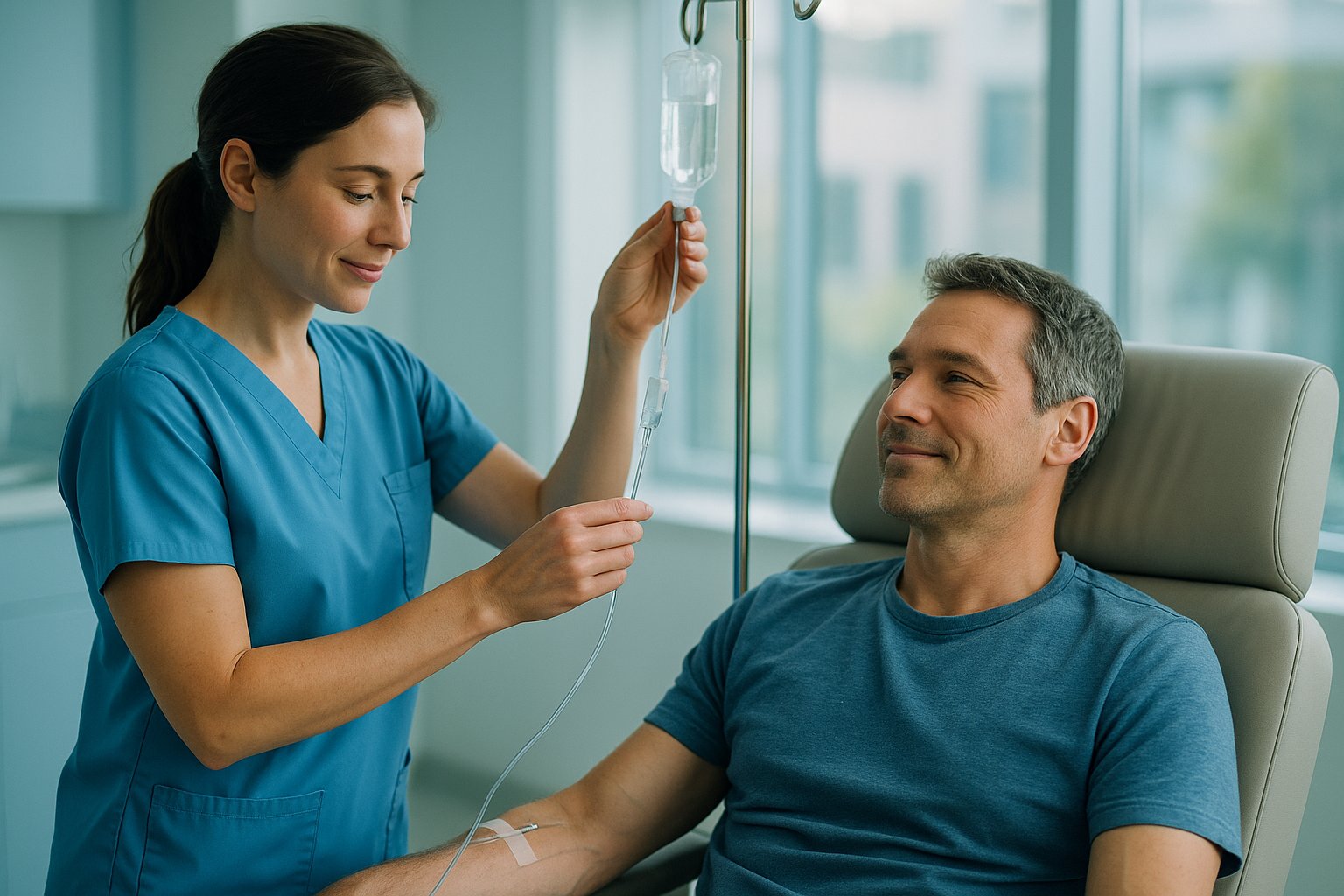 Aplicación de sueroterapia IV en clínica SANAA